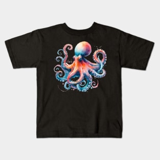 Watercolor Octopus - He'e in Hawaiian Kids T-Shirt